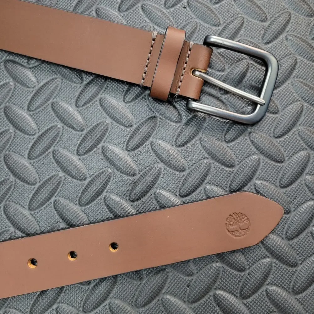 Timberland Genuine Leather Belt Size 36 Brown Made in USA